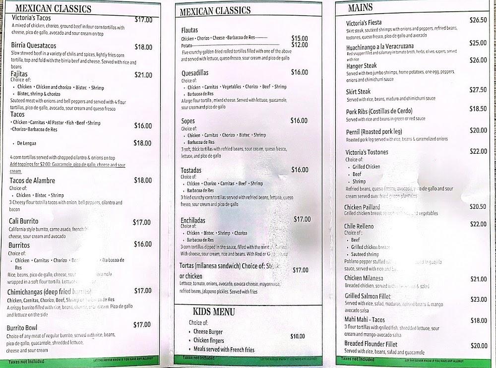Victoria's Mexican-American Grill Menu image 1